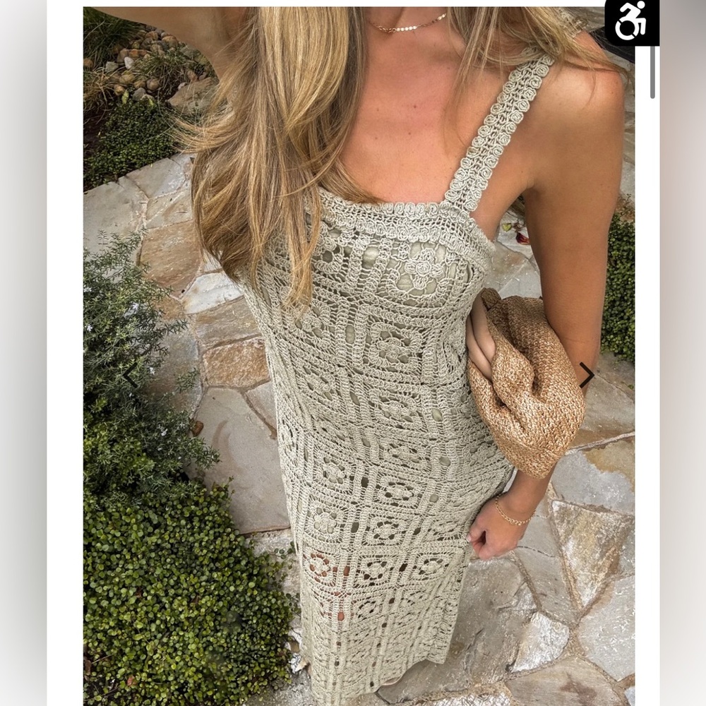 Hand-Crocheted Cream Maxi Dress with Straps